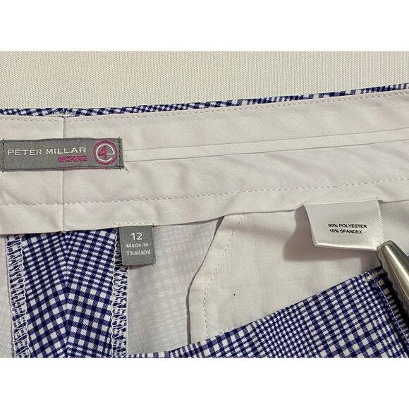 Peter Millar Checkered Shorts Size L Blue Subtle Plaid Pattern 4 Way Stretch - Picture 5 of 7